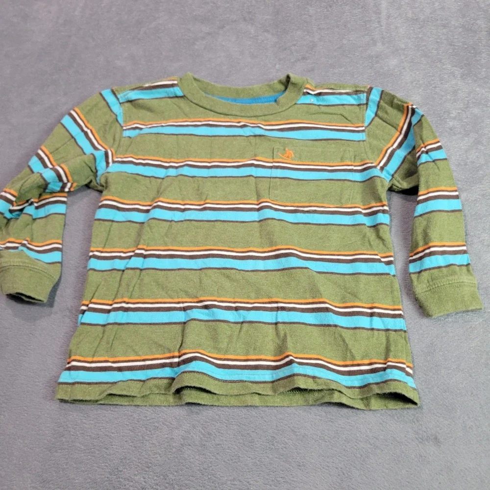 OshKosh Old Navy Shirts Boys 4T Blue Green Basketball Striped Tee Lot 2pc Sporty